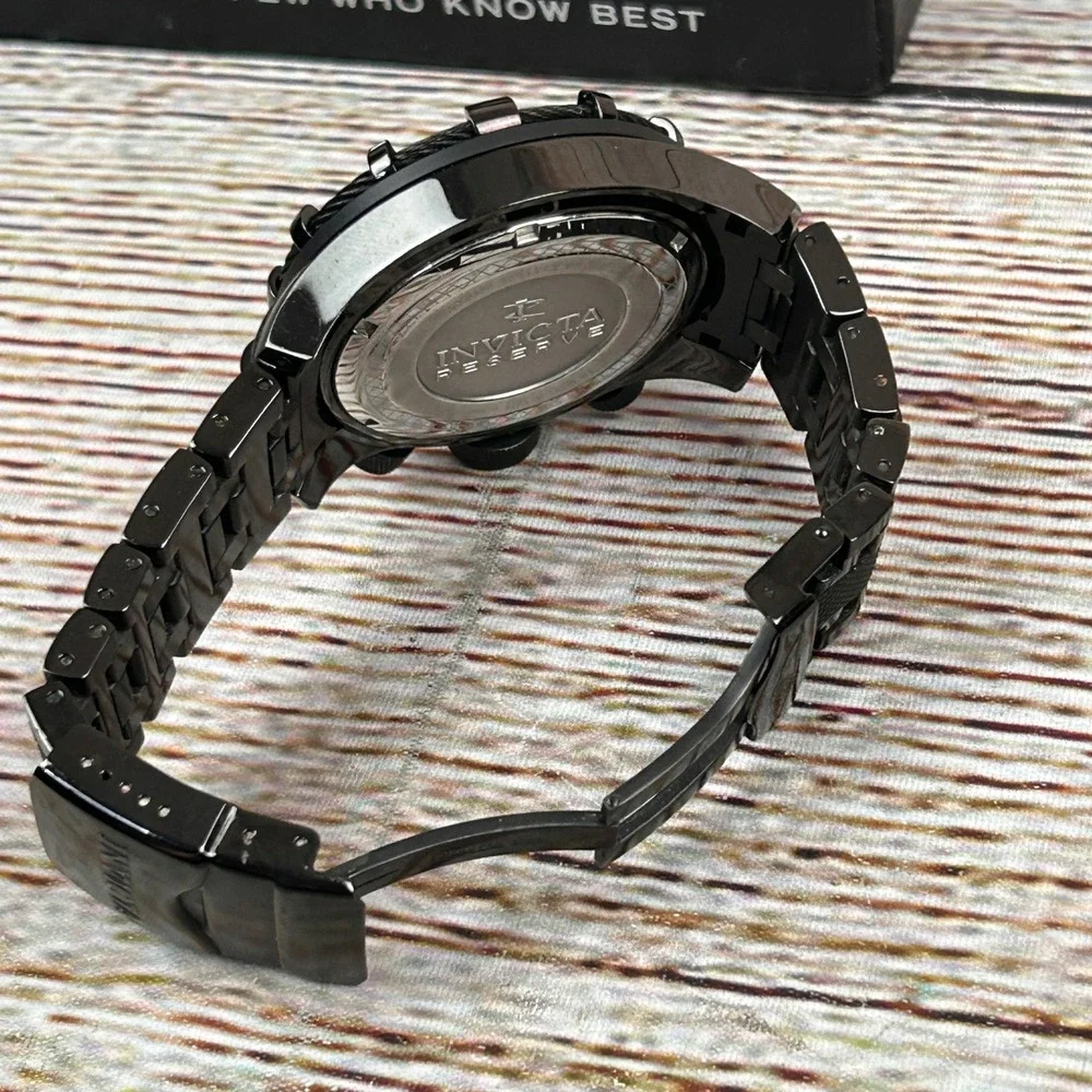 Invicta Reserve Bolt Zeus 12803 Mens Swiss‎ Chronograph Black Steel Watch w. Box
